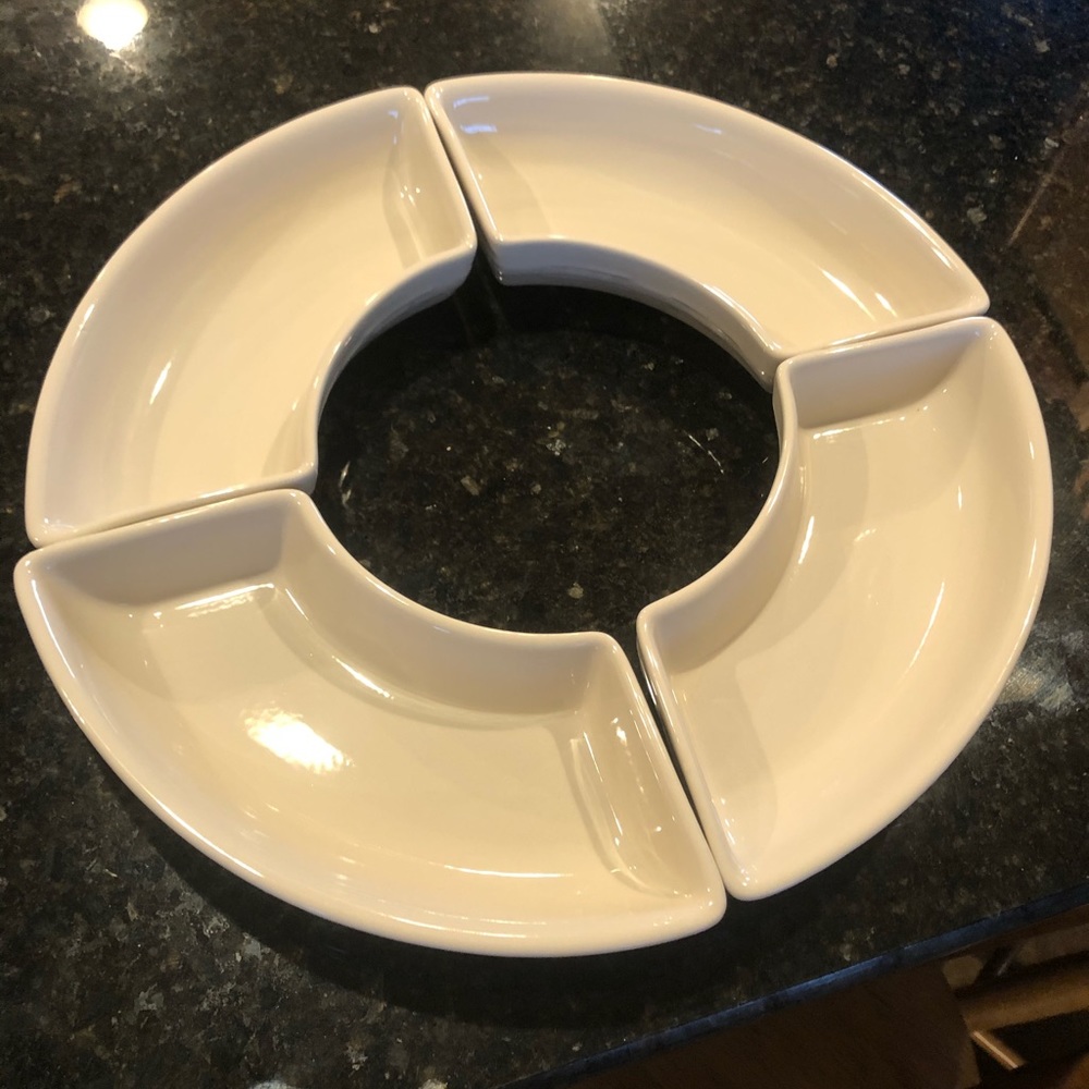 Longaberger Set of 4 Cresent Not so Lazy Susan Dishes